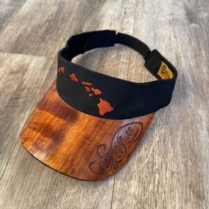 NWOT! Kona Cap Hawaii Visor with Wood Bill Hat
